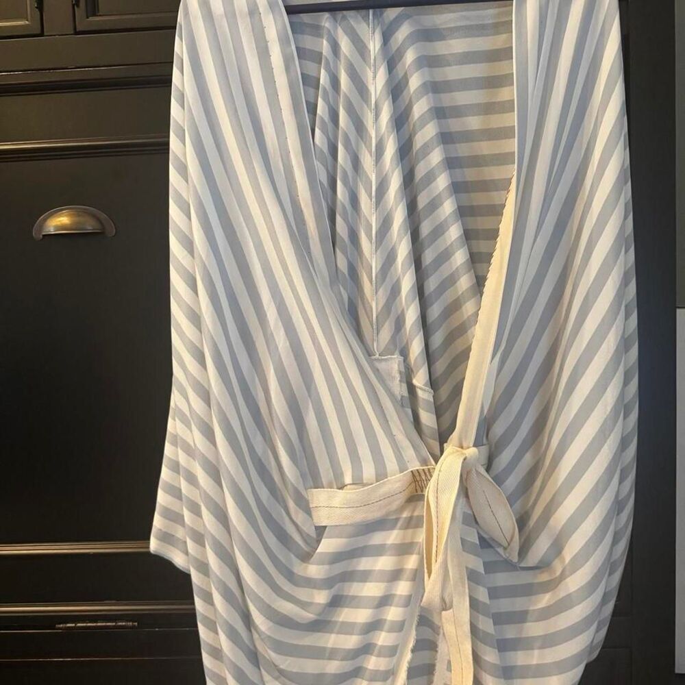 Wolcott Robes 100% Silk Striped Wrap Robe - One Size